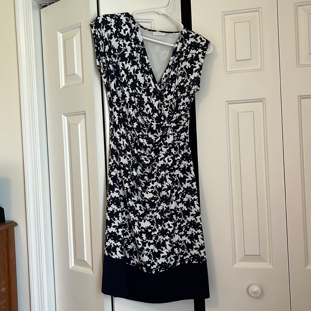 Navy and white floral dress